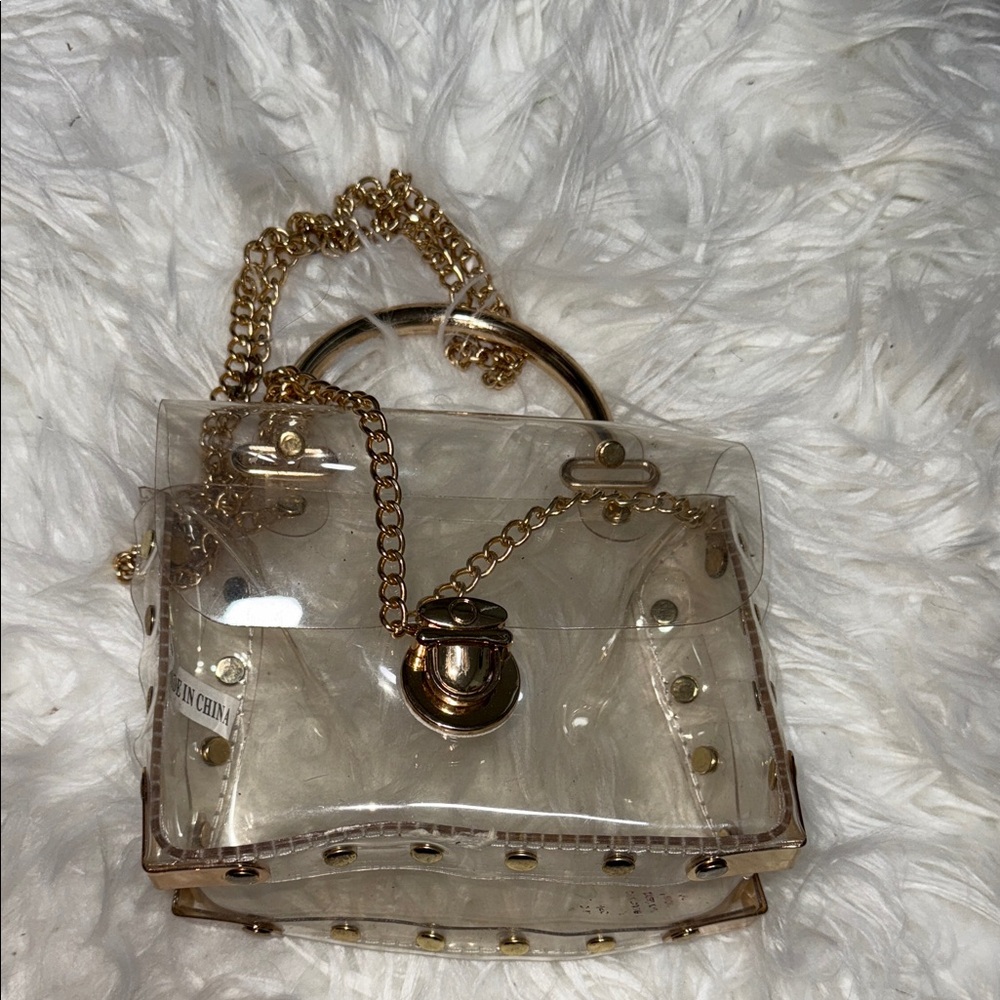 Clear Gold-Accented Women Bag